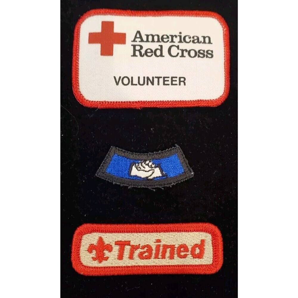 Set Of 3 Girl Scout Badges Patches American Red Cross United Way Trained